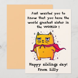 Tarjeta La Mejor Hermana del Mundo | Saludo del Día de los