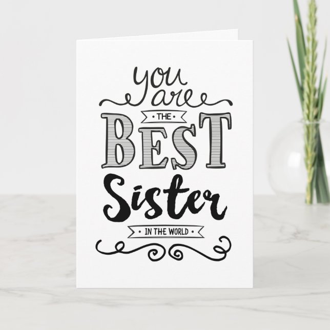 Tarjeta La mejor hermana en el cumpleaños mundial (Anverso)