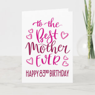 Tarjeta La mejor madre de la tipografía de cumpleaños 83 e