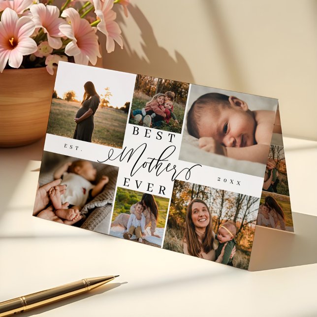 Tarjeta La mejor madre de todos los tiempos | Collage de f (Best Mother Ever | Mother's Day 6 Photo Collage Card)