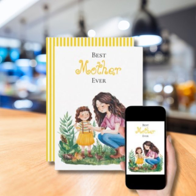 Tarjeta La Mejor Madre del Mundo Arte Diseño de Madre e Hi (Subido por el creador)