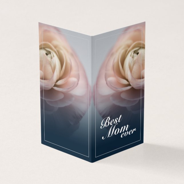 Tarjeta La mejor mamá de todos los tiempos con una rosa ro (Exterior)