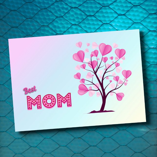 Tarjeta La mejor mamá del árbol de acuarela rosado pastel  (Subido por el creador)