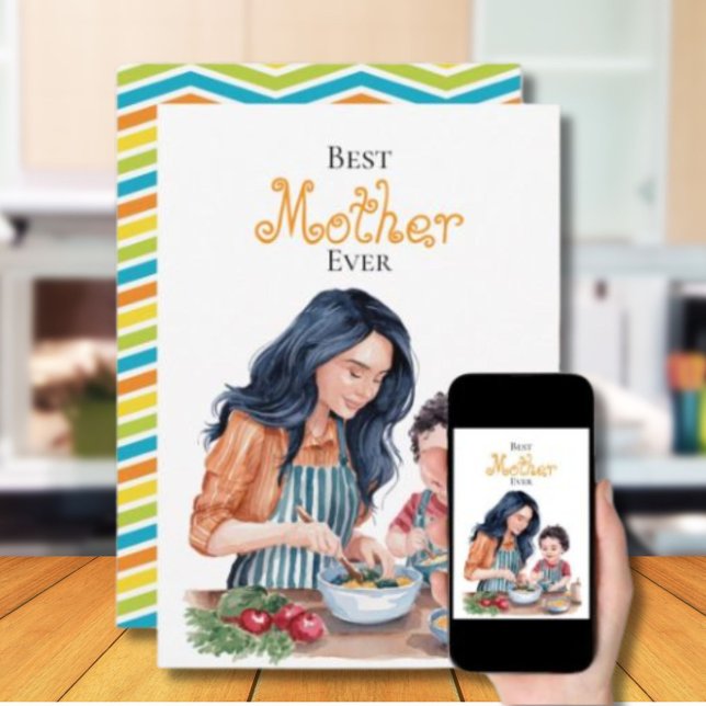 Tarjeta La Mejor Mamá del Mundo Arte en Acuarela de Madre  (Subido por el creador)