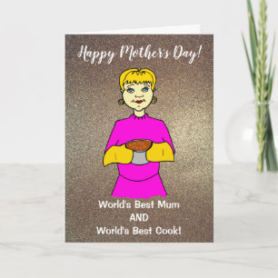 Tarjeta La Mejor Mamá del Mundo Cocina Rubio Día de la Mad