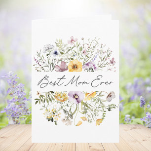 Tarjeta La Mejor Mamá del Mundo Flor Silvestre Colorida Dí