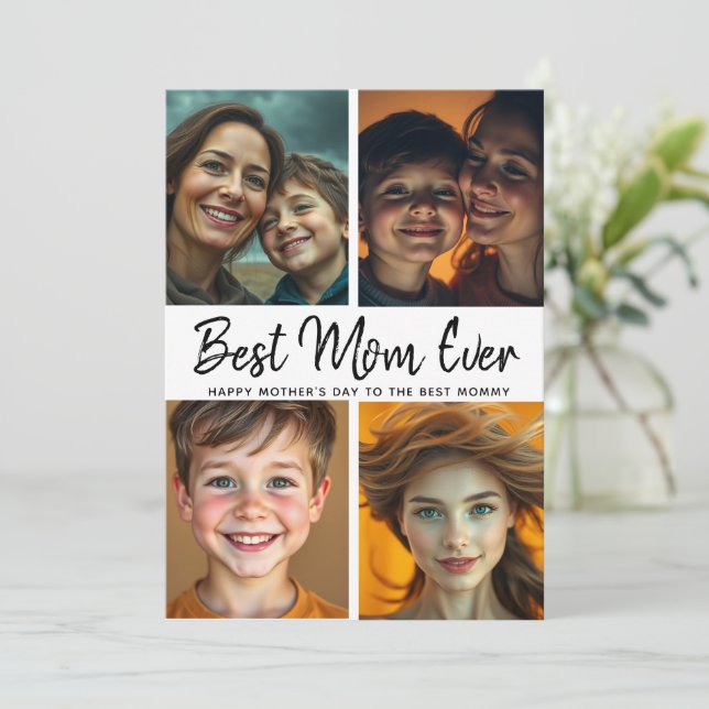 Tarjeta La mejor mamá del mundo | Foto personalizada del D (Anverso de pie)