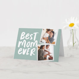 Tarjeta La mejor mamá del mundo foto trendy verde sage Día
