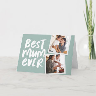 Tarjeta La mejor mamá del mundo foto trendy verde salvia D