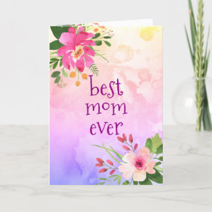 Tarjeta La Mejor Mamá del Mundo Moderno Floral Acuarela Ro