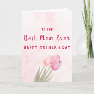 Tarjeta La Mejor Mamá del Mundo Rosa Suave Floral Día de l