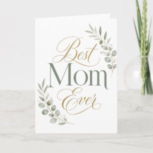 Tarjeta La Mejor Mamá del Mundo Tipografía Botánica Elegan