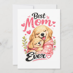Tarjeta La mejor mamá perrito lindo madre y cachorro anima