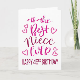 Tarjeta La mejor sobrina de la tipografía de cumpleaños 43