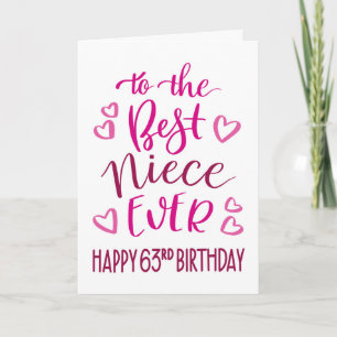 Tarjeta La mejor sobrina de la tipografía de cumpleaños nú