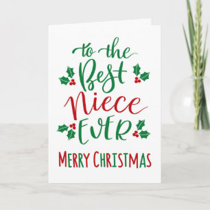 Tarjeta La mejor sobrina del mundo tipografía de Feliz Nav