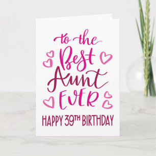 Tarjeta La mejor tía de todas Tipografía del 39 cumpleaños