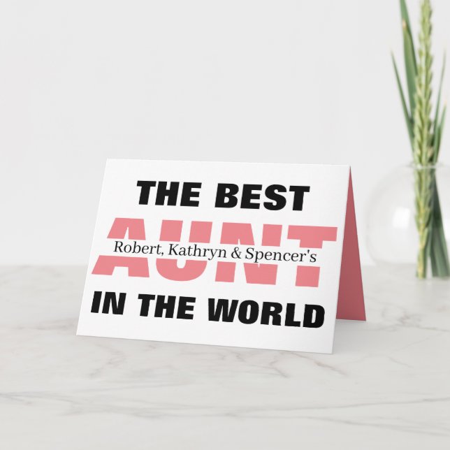 Tarjeta La mejor tía del mundo personalizada (Anverso)