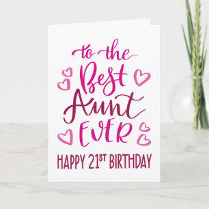 Tarjeta La mejor tía del mundo Tipografía de cumpleaños 21
