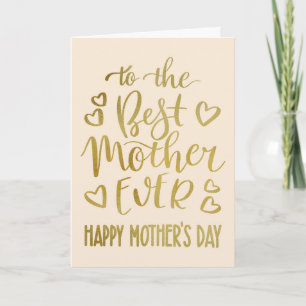 Tarjeta La mejor tipografía del Día de la Madre en oro