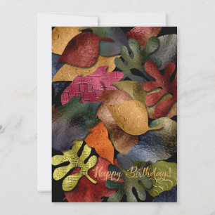 Tarjeta La mirada metálica en otoño deja feliz cumpleaños