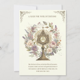 Tarjeta La misa que ofrece la floral divina alaba a Eucari