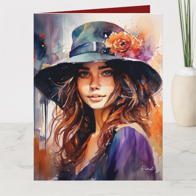 Tarjeta La mujer en el Gorra: Retrato de la gracia salvaje (Anverso)