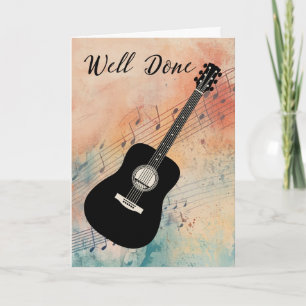 Tarjeta La música de guitarra felicita a la acuarela