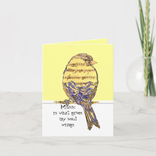 Tarjeta La música es lo que le da a mi alma alas con pájar