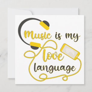 Tarjeta La música es mi lenguaje del amor frase romántica