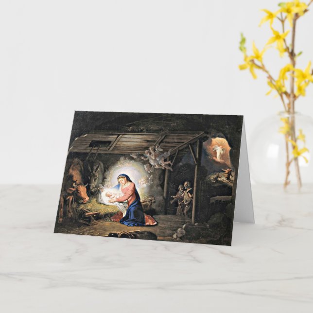 Tarjeta La Natividad de Cristo por Vladimir Borovikovsky (flor amarilla)