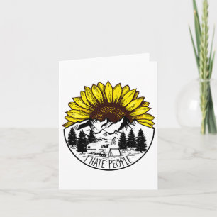 Tarjeta La naturaleza del girasol acampando divertida al a