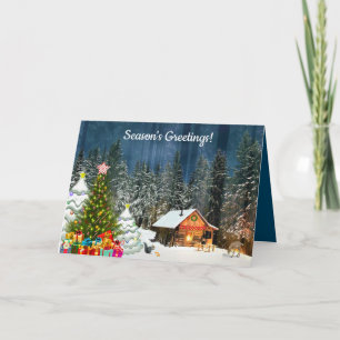 Tarjeta La Navidad de la cabaña 