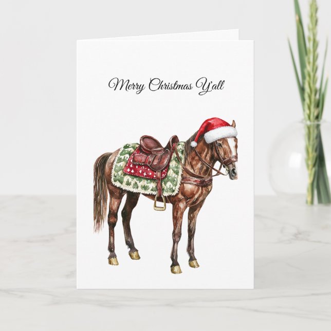 Tarjeta La Navidad de los caballos occidentales (Anverso)
