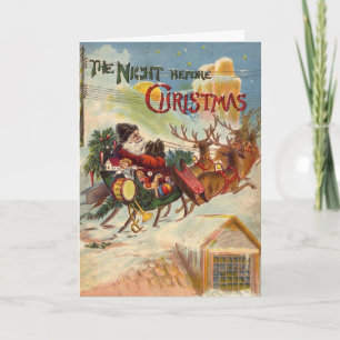 Tarjeta La Navidad de los Vintage, la noche antes de los N