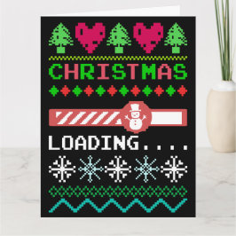 Tarjeta La Navidad se está cargando, suéter feo divertido 