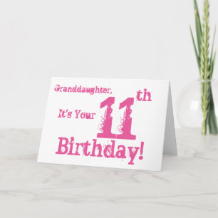Tarjeta La nieta cumple 11 años de rosa.