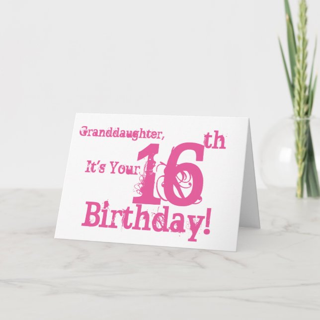 Tarjeta La nieta cumple 16 años de rosa. (Anverso)