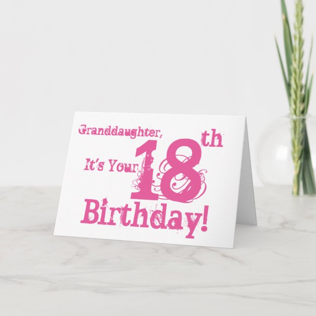 Tarjeta La nieta cumple 18 años de rosa. (Anverso)