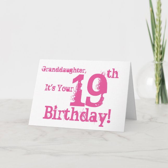 Tarjeta La nieta cumple 19 años de rosa. (Anverso)