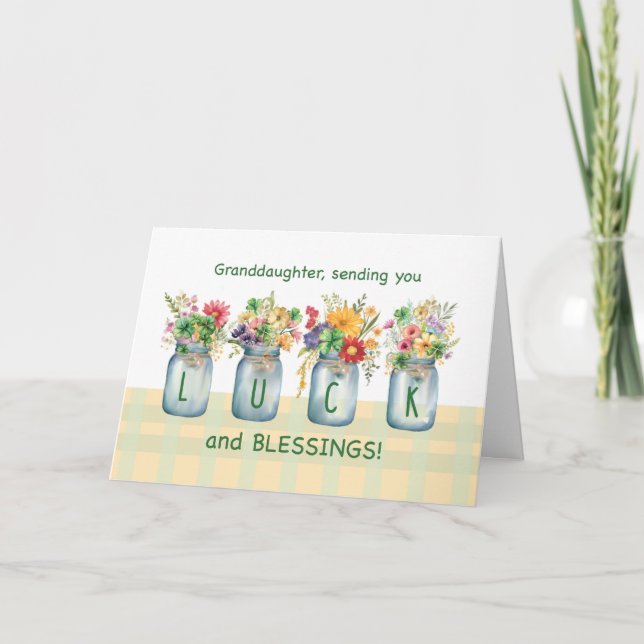 Tarjeta La nieta St. Patricks Día de la Suerte y las Bendi (Anverso)