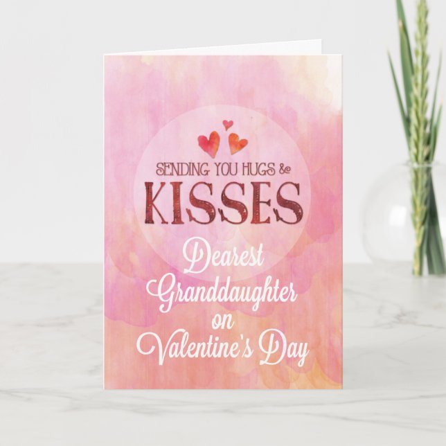 Tarjeta La nieta Valentine envía abrazos y besos (Anverso)