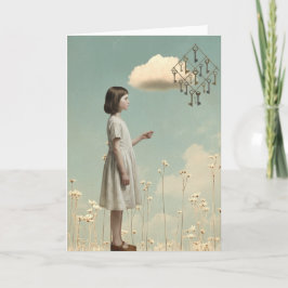 Tarjeta La niña y su cometa clave | Libro de cuentos surre