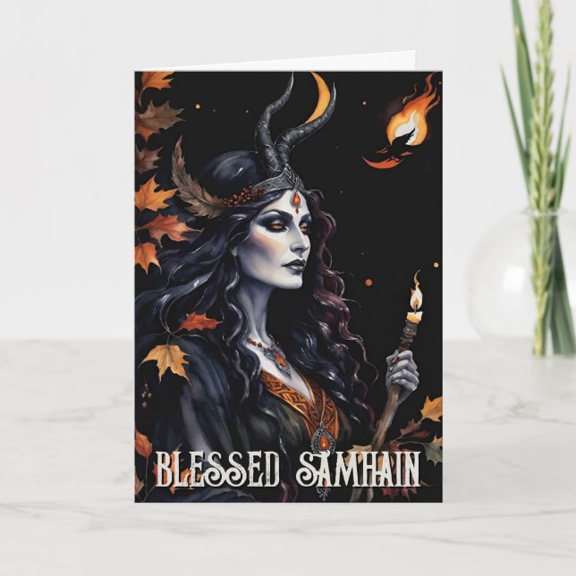 Tarjeta La Noche de Samhain de Pagan Witch (Anverso)