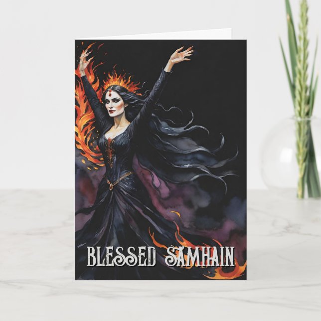 Tarjeta La Noche de Samhain de Pagan Witch (Anverso)