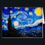 Tarjeta La noche estrellada de Vincent Van Gogh<br><div class="desc">Vincent Van Gogh La Noche Estelar. Esta es una antigua obra maestra del pintor holandés Vincent Van Gogh. Esta bonita pintura del paisaje artístico tiene un color bonito,  vibrante y saturado. Vincent Van Gogh fue un pintor impresionista de post holandés. Esta imagen es de dominio público</div>