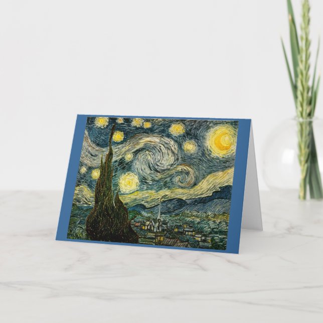 Tarjeta La noche estrellada de Vincent van Gogh (1889) (Anverso)