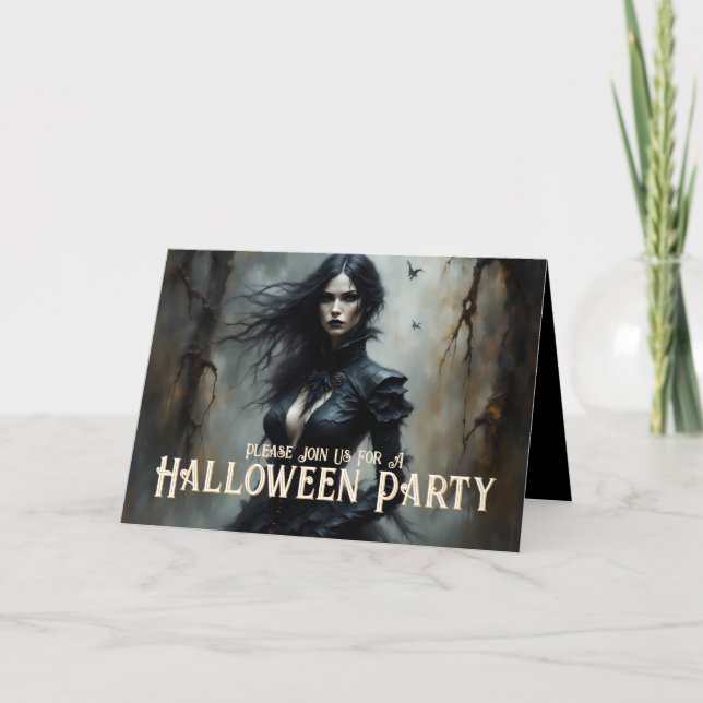Tarjeta La noche gótica de Halloween de la misteriosa invi (Anverso)