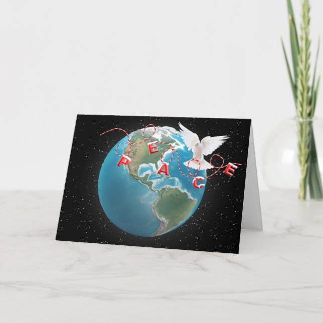 Tarjeta La paloma de la paz en el mundo navidades (Anverso)