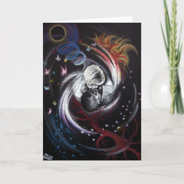 Tarjeta La pareja de besos Yin Yang Love Surreal dibujo ar
